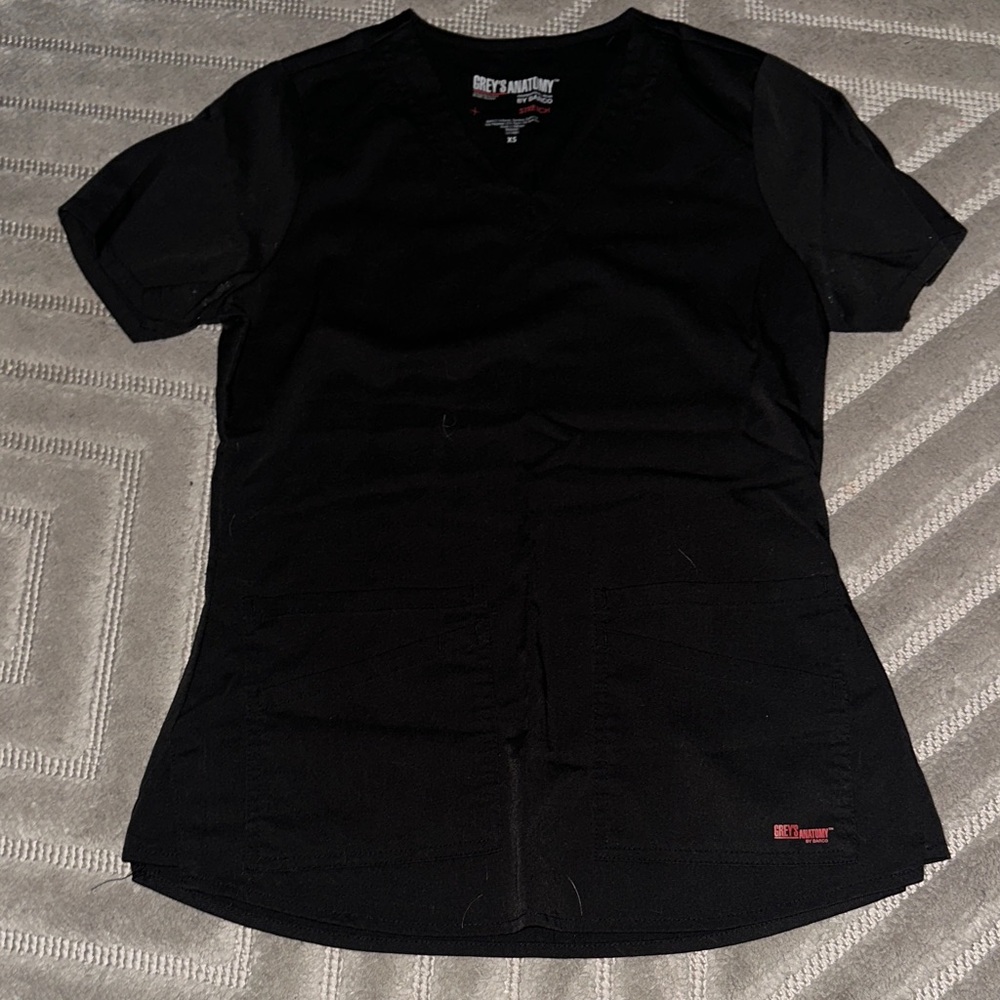 Grey's Anatomy Black V-Neck Scrub Top